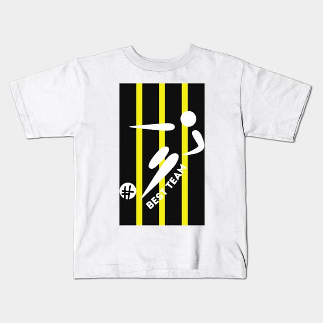 Yellow Black BEST TEAM - Football Player Kids T-Shirt by O.M design